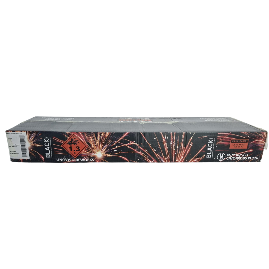 Baterie de artificii Black Label, 600 focuri, calibru 18